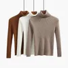 Camisolas femininas 2022 Autumn e Winter Candy Color Sweater Camisa de fundo de barriga de gola alta