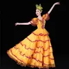 Stage Wear Elegant Modern Dance Competition Dress Flamenco Big Swing Yellow For Women Female Performance Long Skirt VO1055Stage