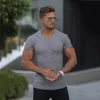 Siłownia T-shirt mężczyzn V Neck Krótki rękaw Dzianiny Tshirt Sports Slim Fit Tee Koszula Mężczyzna Fitness Bodybuilding Workout Letnia Odzież 220325