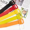 Bälten Womans Belt Pure Color Naked Pu Fashion Square Buckle Needleless Perforated Decorative Ladies Black Red Yellow Belts