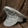 Berets Women Luxury Rhinestone Military Hat Sergeant Bridal Hen Do Festival Steampunk Captain Birthday Part Can CustomizeBerets Da9402659