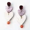 S3012 Fashion Jewelry Retro Acrylic Heart Tassel Earrings Women Doule Hearts Earrings