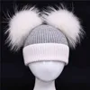 Kinder Hut Kleinkind Kinder Baby Warme Winter Wolle Hut Stricken Beanie Zwei-Farbe Baby Jungen Mädchen Doppel Echtpelz kürbis Hut J220722