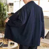 2022 män retro cardigan manteljacka Men kinesiska bomullslinne Hanfu manlig casual lång kimono vintage vindbrytare xxl l220706