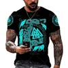 Viking Symbol وشم Raven 3d المطبوعة الرجال tshirts harajuku الأزياء قصيرة الأكمام tshirt الصيف فضفاضة الشارع للجنسين قمم Tee 220607