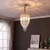 Pendant Lamps All-Copper PostModern Light Luxury Crystal Chandelier Porch Corridor Living Room Decoration American Hanging Lamp