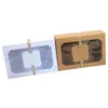 غلاف الهدية 3/6/9/21PCS Kraft Paper Candy Box Clear Window DIY Cookies Bakery Baching Bag Party Form