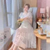 짧은 슬리브 프랑스 우아한 미디 드레스 여성 꽃 디자인 달콤한 빈티지 드레스 한국 스타일 이브닝 파티 드레스 암컷 220517