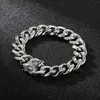 Large Heavy 15MM 8.26in 24in Mens Necklace Bracelet Jewelry Set Stainless Steel Smooth Cuban Curb Link Chain High Polishe for Mens