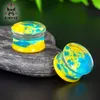 Kubooz Acrylic White Yellow Blue Snowflakes Ear Tunnels Plugs Earring Body Jewelry Piercing Gauges Expanders Stretchers Whole 9143053