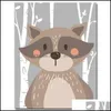 Pinturas desenho animado animal quarto quarto fofo urso coelho raccoon decoratio dhiy7