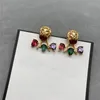 Shiny Colored Diamond Earrings Charm Tiger Head Rhinestone Eardrop With Stamps 2 Ways To Wear Colorful Crystal Dangler Gift Box