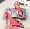 Estate Designer Marchi Sandali Décolleté in PVC impreziositi da Rosie Fiocco in raso di cristallo Abito da donna con tacco alto da passeggio da donna con tacco alto di lusso EU35-42