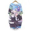 Anime ri noll kara hajimeru isekai seikatsu söt rem klänning 3d tryckt kvinnlig casual stil kvinnliga mode klänning w220616