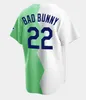 Maimi Bad Bunny 야구 유니폼 푸에르토 리코 플래그가있는 흰색 전체 스티치 SD 22 BadBunny 셔츠 크기 S-4XL 남성 여성 청소년