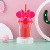15oz Mouse Ear Tumblers with Bow Mouse Ears cup 450ml 8 Colors Acrylic Plastic Water Bottles Portable Cute Child Cups