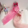 Acessórios para cabelos estilo coreano Princesa Crown Birthday Hat Children Dots coloridos véu de malha