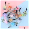 Charms Jewelry Findings Components Creative Resin Pearl Milk Tea Bubble Fruit Juice Cup Bottle Pendant For Jewelr Dhszz