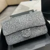 Classic Flap Crystal Series Shiny Bling bling Bags Silver Metal Hardware Matelasse Chain Crossbody Shoulder Purse Cosmetic Case Luxury Designer Handbags 25CM