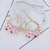 Hoop & Huggie Flower Earrings Ins Colored Soft Clay Cherry Blossom Ring Lace Pearl Birthday Gift Wild Dinner Jewelry