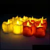 촛불 홈 장식 정원 LED 플라미네스 촛불 티 라이트 기둥 틸라이트 배터리 운영 램프 웨딩 생일 PA DHDSV