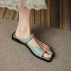 Slipper Women Summer Beach Casual Shoe Ladie Solid Flat Heel Slide Roman Leather Flip Flop 220622