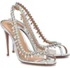 Luxe Merk Aquazzurs Temptation Sandalen Schoenen Crystal Crystal-verfraaid Satijn PVC Hoge Hakken PVC Slingback Dame Elegante Pumps EU35-43