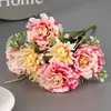 Decorative Flowers & Wreaths Artificial 32cm Quality Bright Peony Fake Flower Outdoor Garden Window Frame Decoration El Bathroom DecorationD