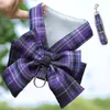 Colliers pour chiens Laisses Plaid Harnais Collier Ensemble Réglable Chiot Chaton Chat Moyen Collier Japonais Sangle De Poitrine Robe Jupe Accessoires 202