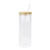 12oz 16oz 20oz 25oz Mugs Straight Blank Sublimation Frosted Clear Transparent Coffee Glass Cup Tumblers with Bamboo Lid And Straw 0322