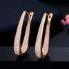 Fashion Charm Hoop U Boucles d'oreilles Designer Bijoux South American White Rose AAA Cumbic Zirconia Copper 18K Gold Silver Diamond Earring3225672