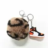 Designer Mini Silicone 3d Sneaker Pompom Keychain Men Women Kids Key Ring Gift Shoes Keychains Handbag Chain Basketball Rabbit Hair 0THV