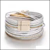 Шармовые браслеты ювелирные изделия мода мода кожа кожаный браслет белый mti-layer bangle магнитная застежка доставка 2021 xwidy