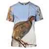 T-shirt da uomo Caccia pernice uccello 3D Stampa Harajuku T-shirt Moda estiva Casual Chukar Manica corta Streetwear XS-5XL