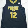 XFLSP Purdue Boilermaker 3 Carssen Edwards V-hals Basketbal Ronde Kraag Jersey Zwart Wit Goud Mannen Jeugd Kid Gestikte Jerseys