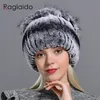 Raglaido Fur Hats for Women Winter Real Rex Rabbit Hat fur kniting female warm snow caps ladies elegant princess beanies cap 220817