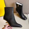 Top Quality Ankle Boots Fashion designers shoes Full Grain Leather Metal shaped heel Cowskin womens shoes 9CM High heeled combat boot 35-41 with box