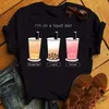 Maycaur Cute T Shirt Donna Streetwear Panda Graphic Tees Fashion Milk Tea Stampato Top Divertente Vintage Casual Donna