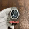 Reloj de moda de lujo a prueba de agua 5712 Fase lunar Reloj automático para hombre Reserva de energía D-Blue Textura Dial Pulsera de acero inoxidable Relojes de pulsera para hombres