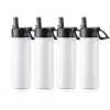 18/22/32 onças de sublimação em branco Tumblers brancos Vacuum Flask Aço inoxidável ostenta garrafas de água na boca larga xícaras com palha e alça portátil