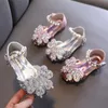 Kids Girl Sequined Bowknot Sandal Silver Pink Children Leather Shoes For Wedding Party Girls Princess Dance Shoes