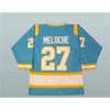 Nivip Men's 1970s CALIFORNIA GOLDEN SEALS 27 GILLES MELOCHE 7 REGGIE LEACH Vintage Jersey Stitched White Blue Green Yellow Alternate Size S-4XL