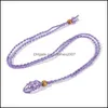Adjustable Necklace Cord Empty Stone Holder Wax Rope Diy Natural Quartz Crystal Healing Net Bag Pendant Drop Delivery Necklaces Penda