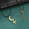 Hänge halsband dawapara moon cross lilith symbol hänge halsband rostfritt stål charms astrologiska tecken amulet juvelrypendant