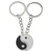 Vintage Silberpaar China Emaille Yin Yang Keychain Schlüsselringschlüsselkette Souvenirs Valentinstag Geschenk für Keys Auto Schmuck New33w