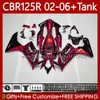 ボディ+タンクカバー用ホンダCBR-125 CBR 125 R CC CBR 125R 125CC 02-06 BODYWORK 124NO.8 CBR125RR CBR125R 02 03 04 05 06 CBR-125R 2002 2006 2004 2005 2006 2006フェアリングワインレッドBLK