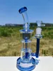 10 Inch Blue Green Heavy Thick Hookah Glass Bong Dabber Rig Recycler Pipes Water Bongs Smoke Pipe with 14mm Female Joint