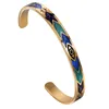 Colorful Pattern Enameled Bangle Bracelet 18K Gold Personality Women Jewelry