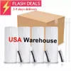 USA Magazijn 20oz Blanks Sublimatie Tumbler Stainessstaal Koffie Thee Mokken Beledigd Water Cup Met Plastic Stro En Deksel GJ02