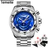 Montres-bracelets Temeite montre dorée hommes grand cadran or étanche affaires poignet Relogio Masculino 2022